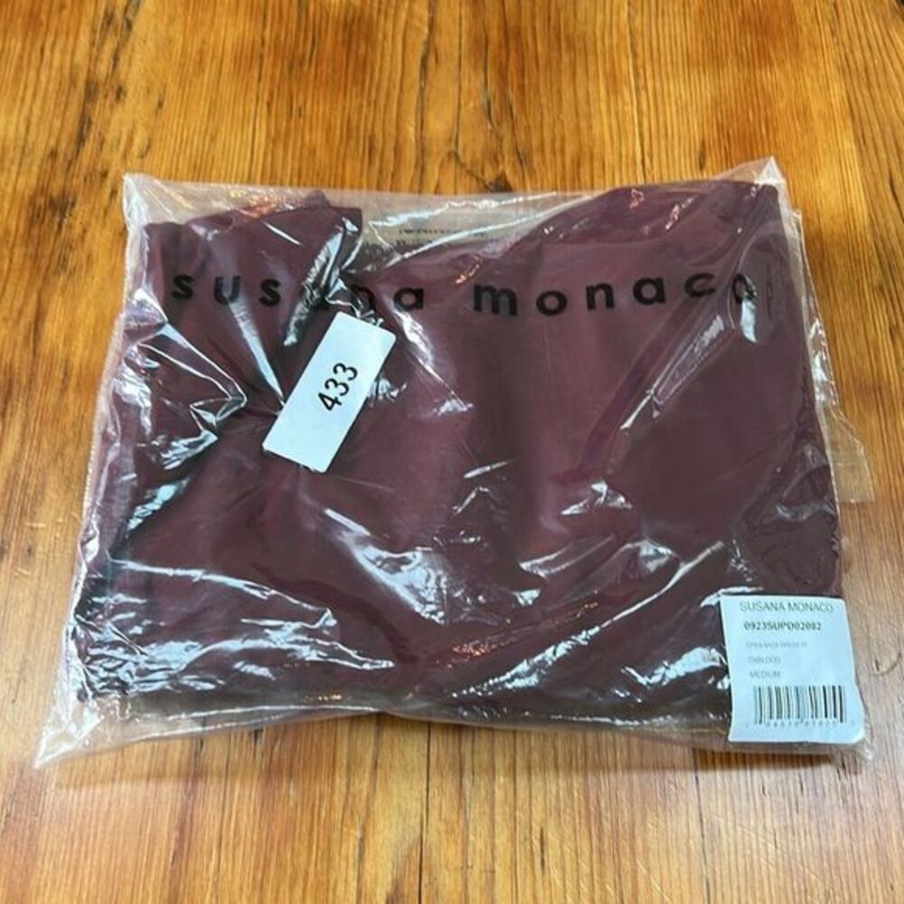 NWT Susana Monaco Open Back Mini Dress Oxblood Women's Size Medium Bodycon - Picture 11 of 12